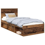 Bed Frame with Headboard Old Wood 90 x 190 cm Engineered wood