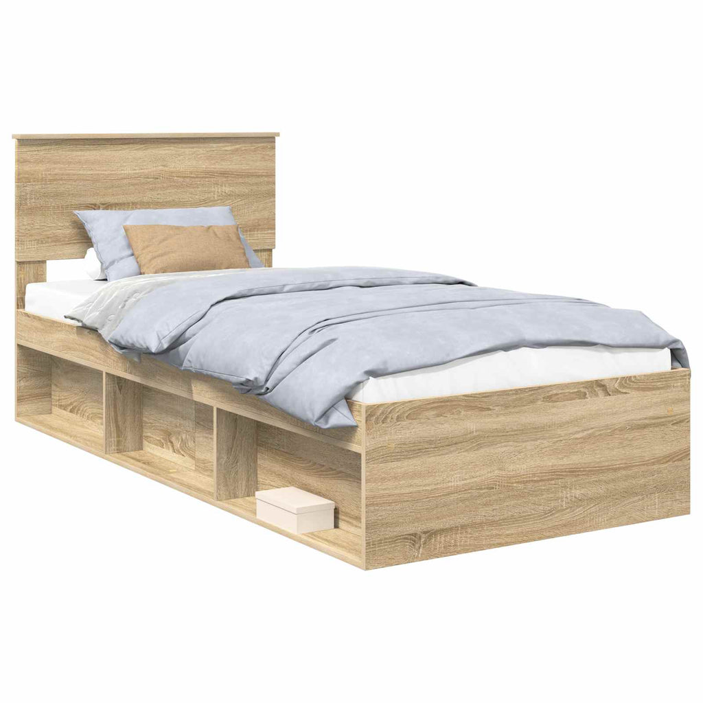 Bed Frame with Headboard Sonoma Oak 90 x 200 cm Engineered wood