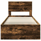Bed Frame with Headboard Smoked Oak 90 x 200 cm Engineered wood