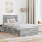 Bed Frame Grey Sonoma 90 x 200 cm Engineered wood