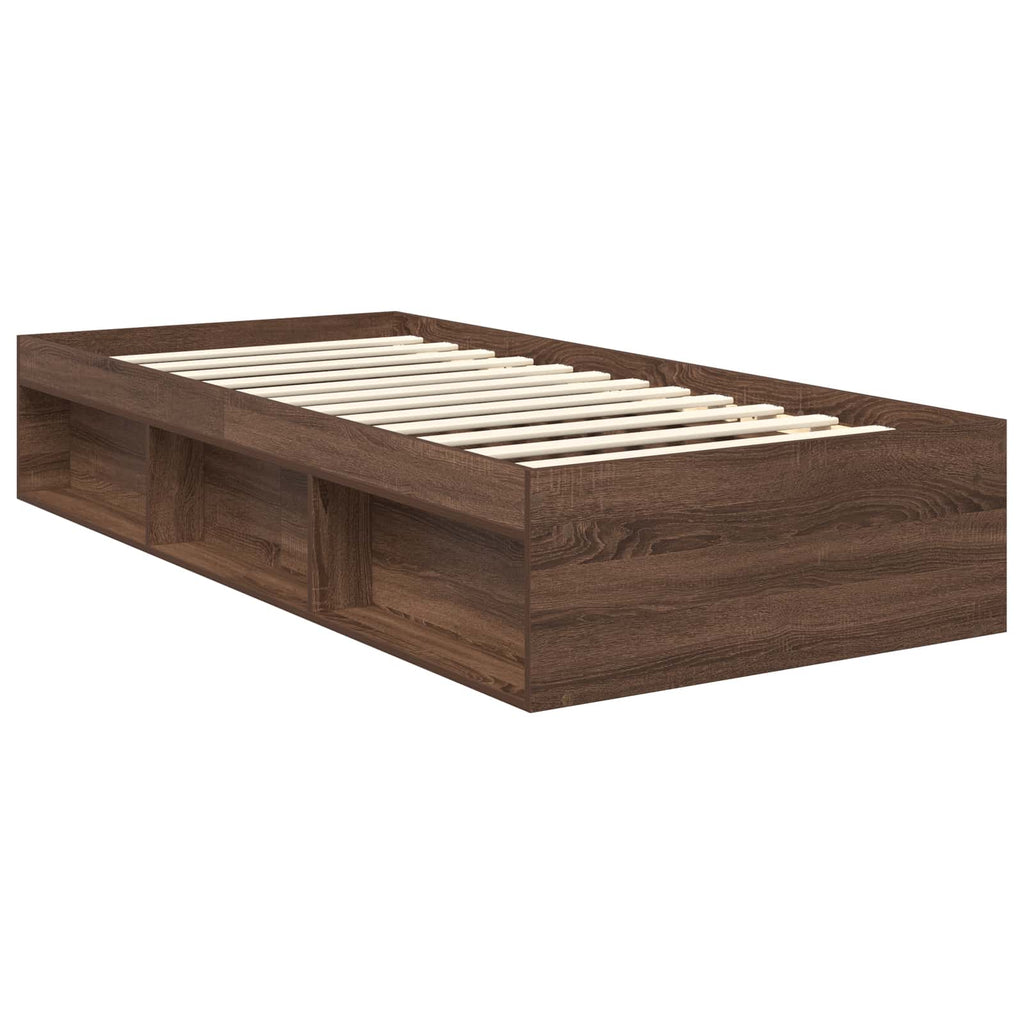 Bed Frame with Headboard Brown Oak 90 x 200 cm Engineered wood