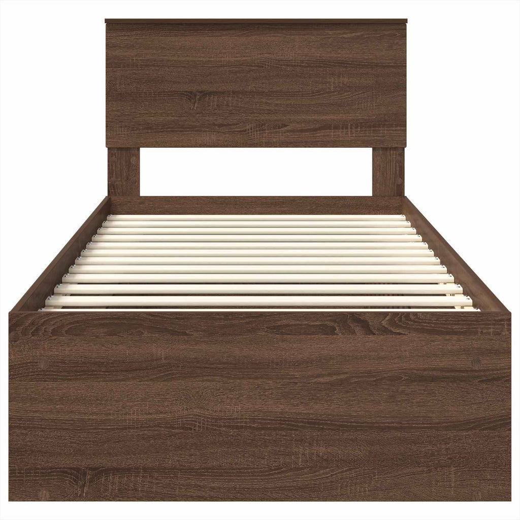 Bed Frame with Headboard Brown Oak 90 x 200 cm Engineered wood