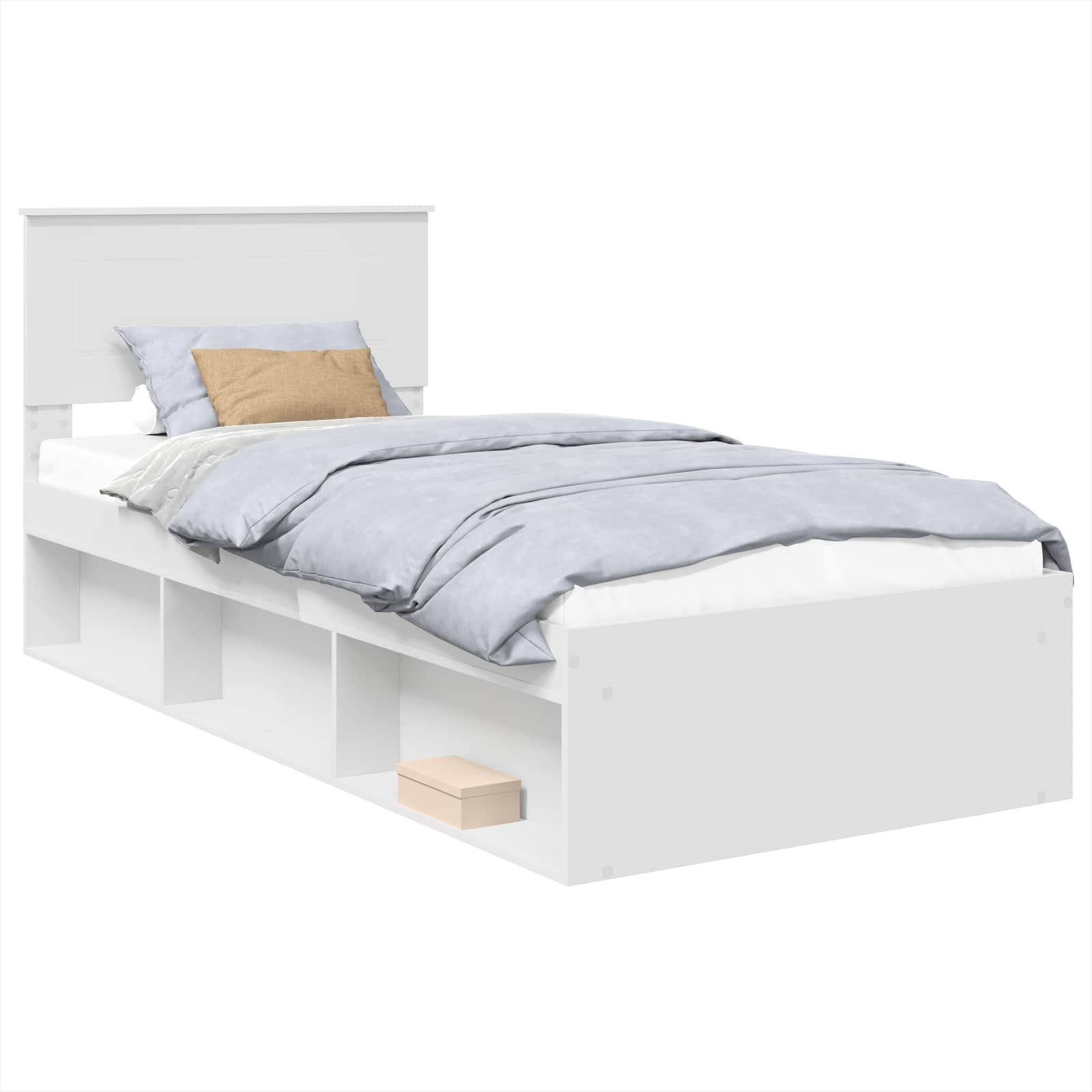Bed Frame with Headboard White 75 x 190 cm Engineered wood