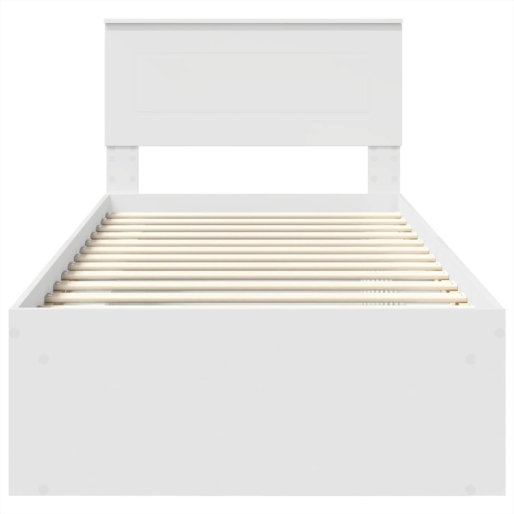 Bed Frame with Headboard White 75 x 190 cm Engineered wood