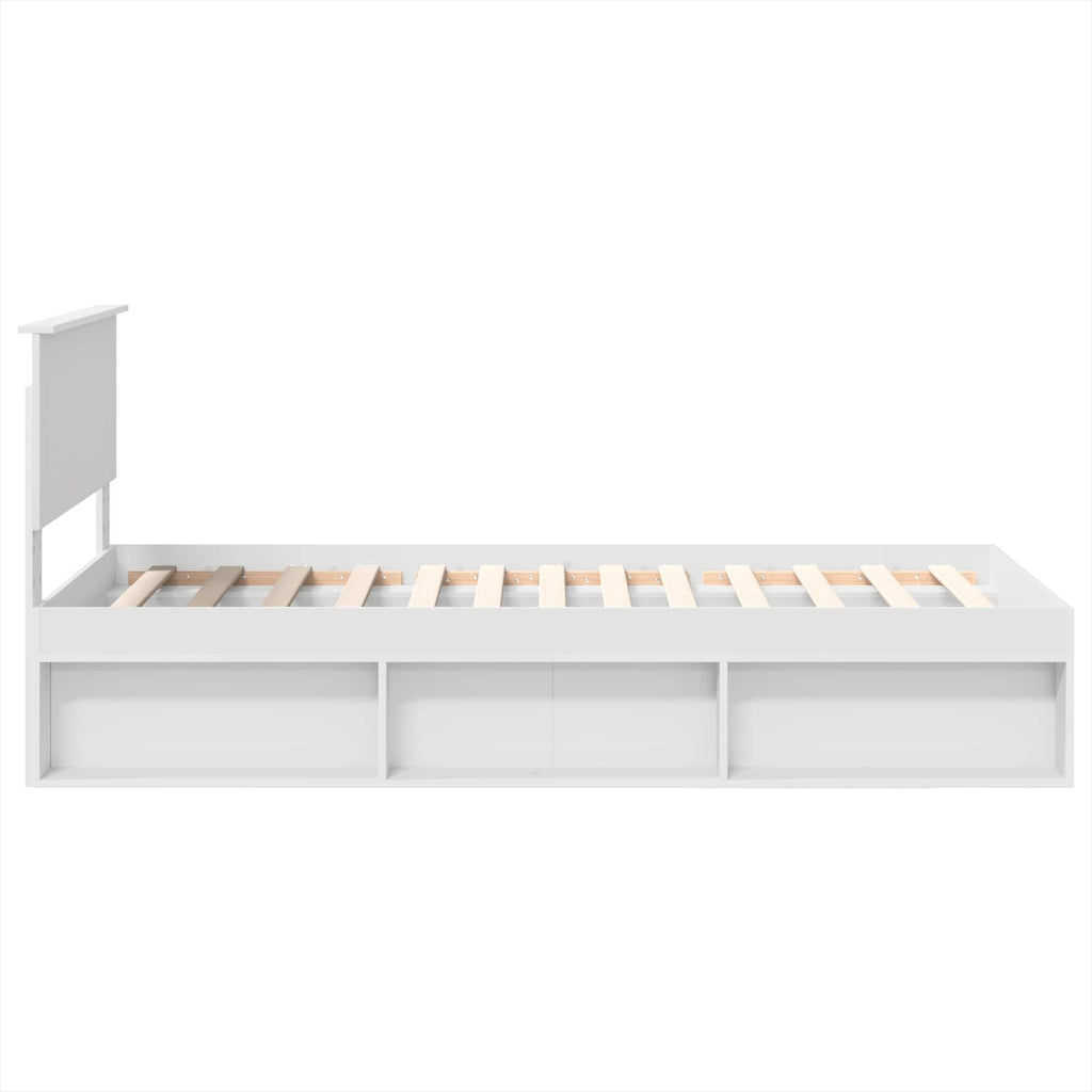 Bed Frame with Headboard White 75 x 190 cm Engineered wood