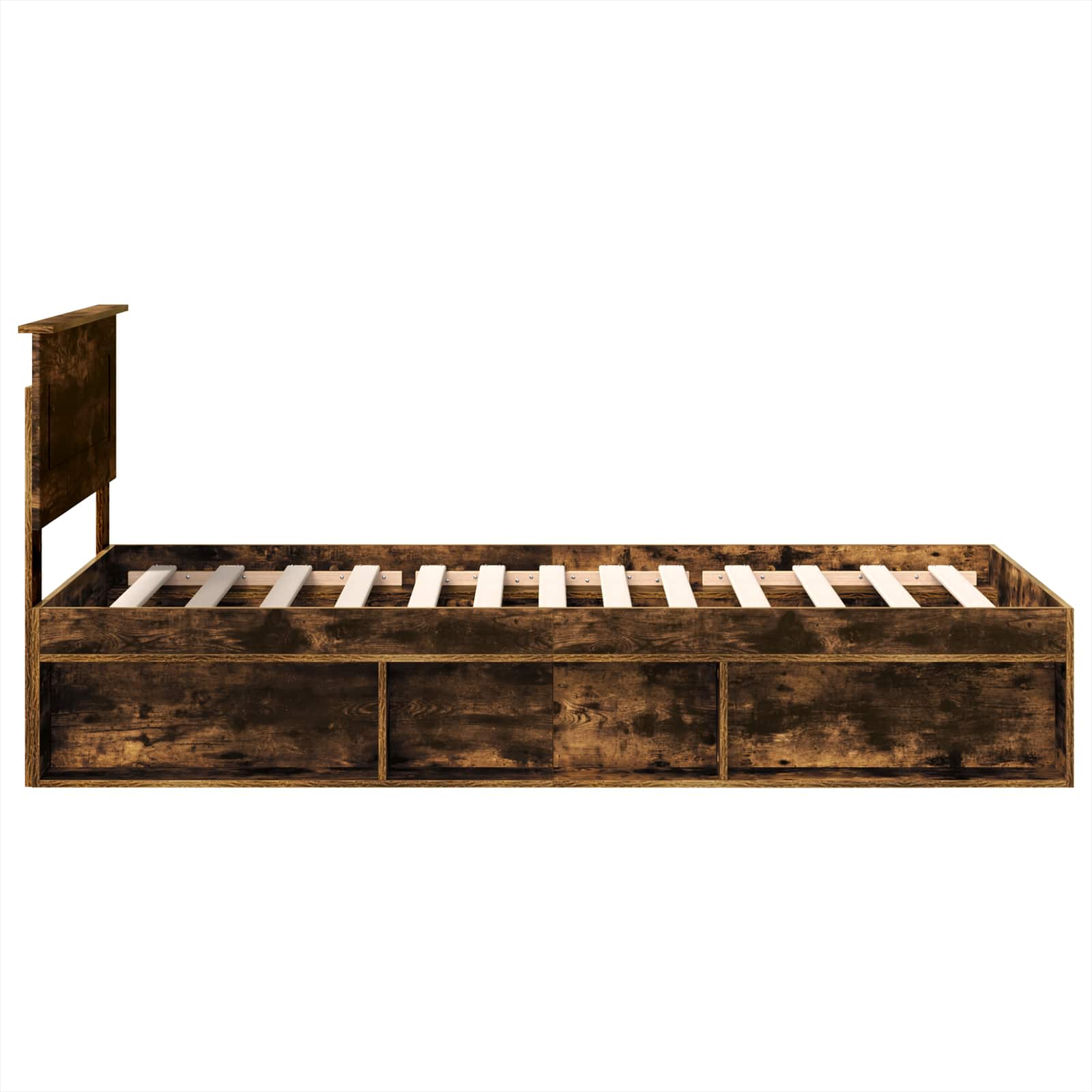 Bed Frame with Headboard Smoked Oak 75 x 190 cm Engineered wood