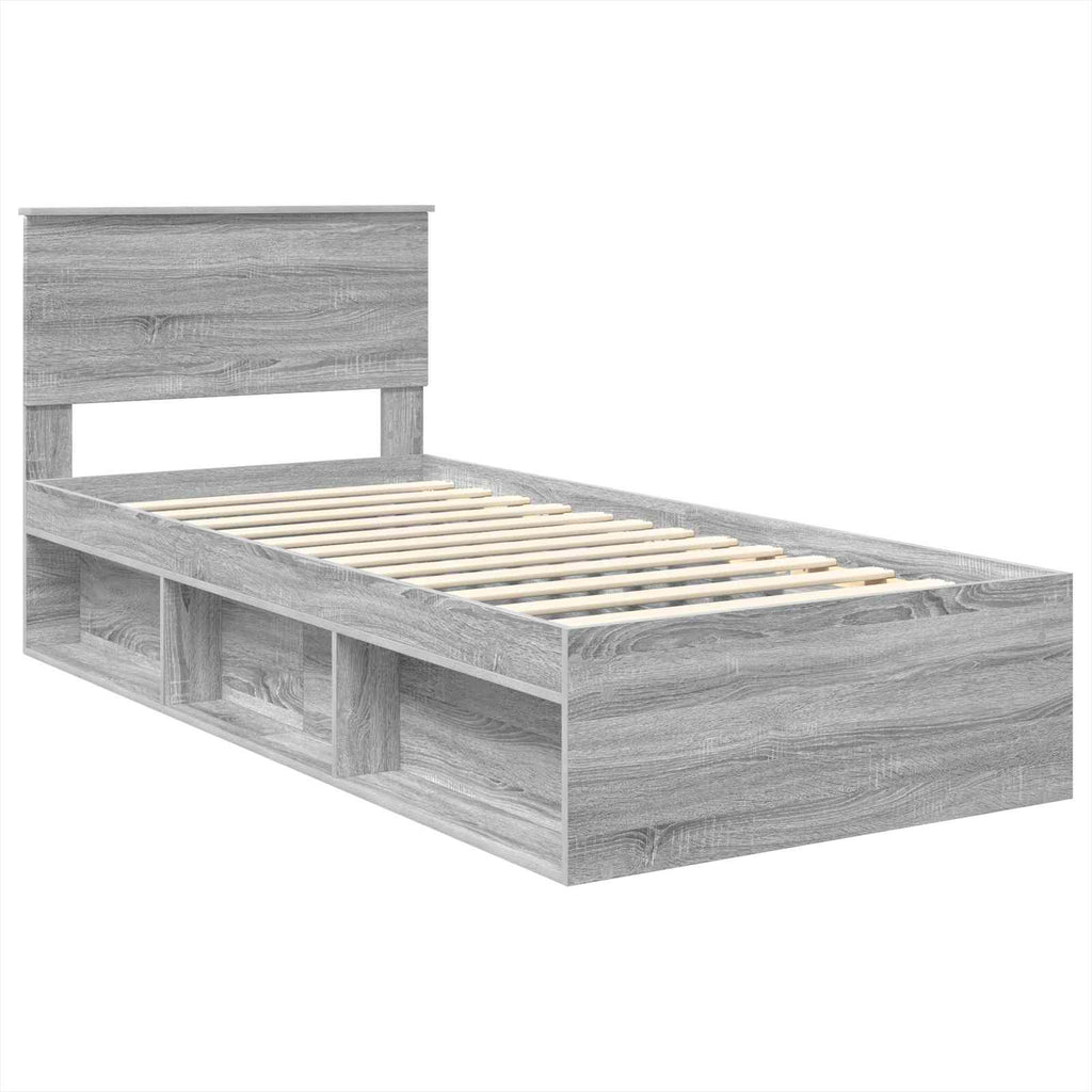 Bed Frame Grey Sonoma 75 x 190 cm Engineered wood