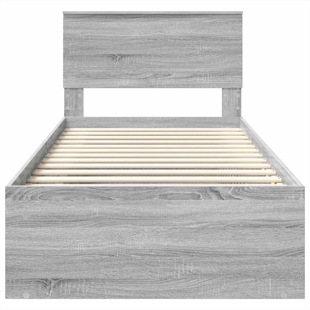 Bed Frame Grey Sonoma 75 x 190 cm Engineered wood