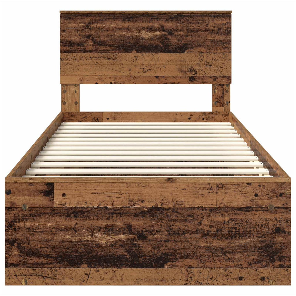 Bed Frame with Headboard Old Wood 75 x 190 cm Engineered wood
