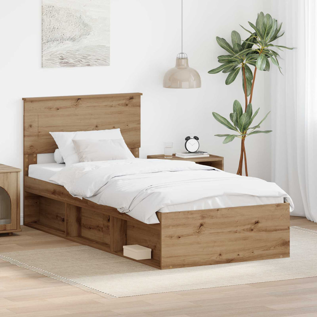 Bed Frame Artisian Oak 75 x 190 cm Engineered wood
