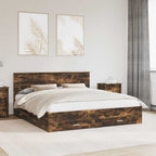 Bed Frame with Drawer Smoked Oak 180 x 200 cm Engineered Wood