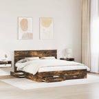 Bed Frame with Drawer Smoked Oak 180 x 200 cm Engineered Wood