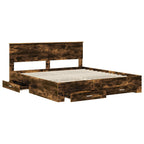 Bed Frame with Drawer Smoked Oak 180 x 200 cm Engineered Wood