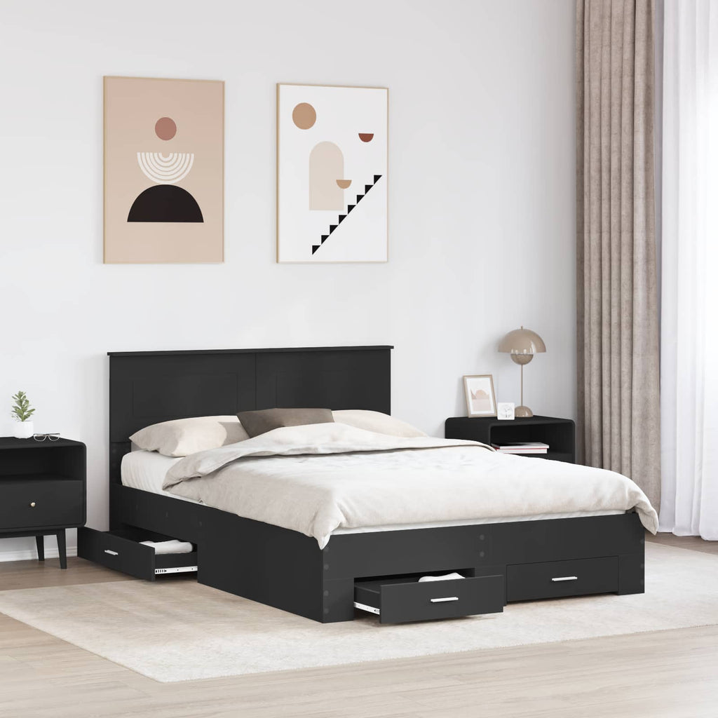 Bed Frame with Headboard Black 160 x 200 cm Engineered Wood