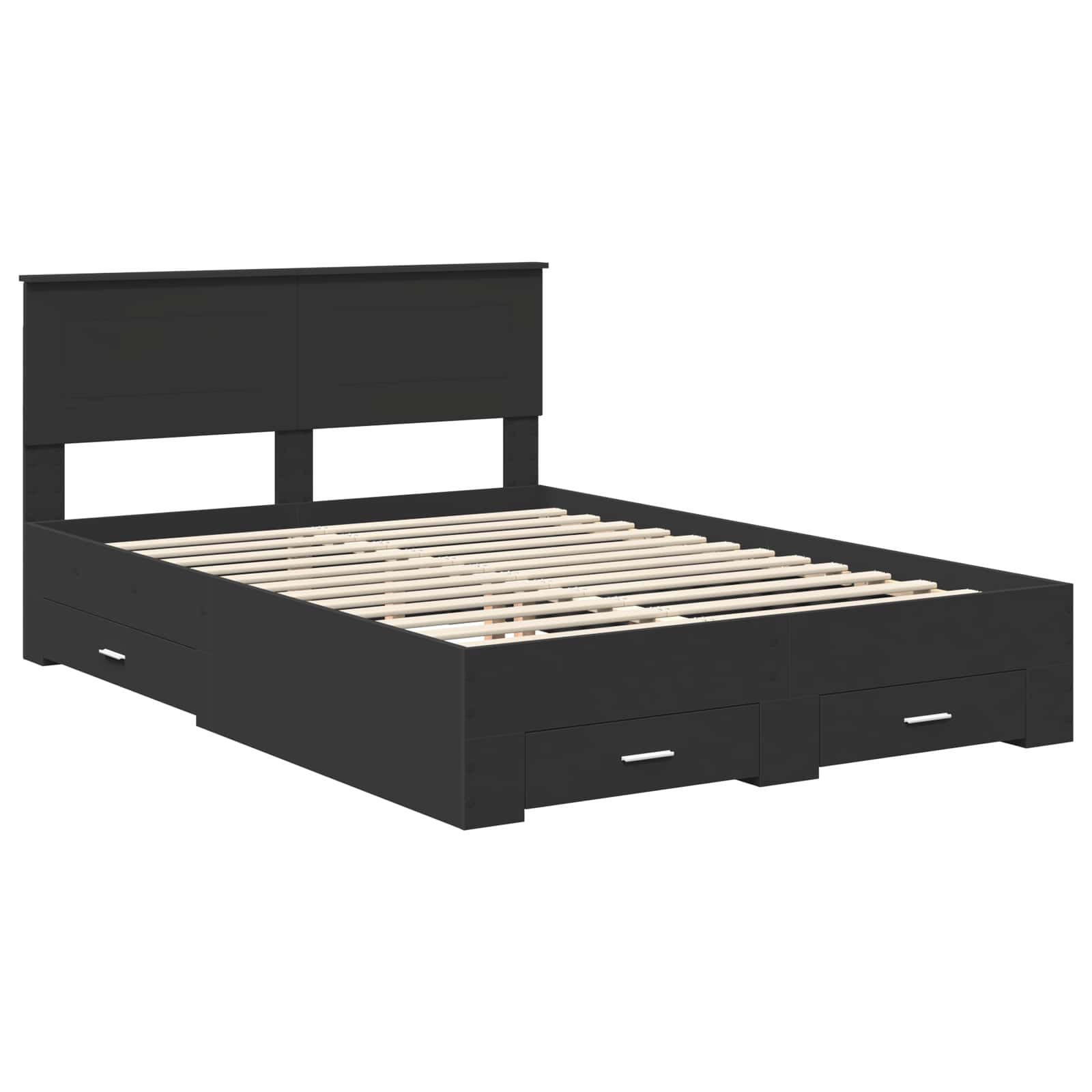 Bed Frame with Headboard Black 160 x 200 cm Engineered Wood
