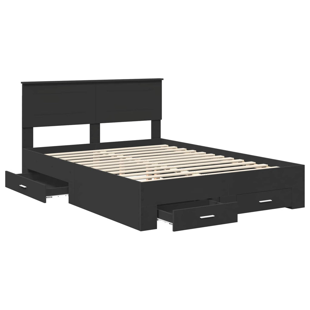Bed Frame with Headboard Black 160 x 200 cm Engineered Wood