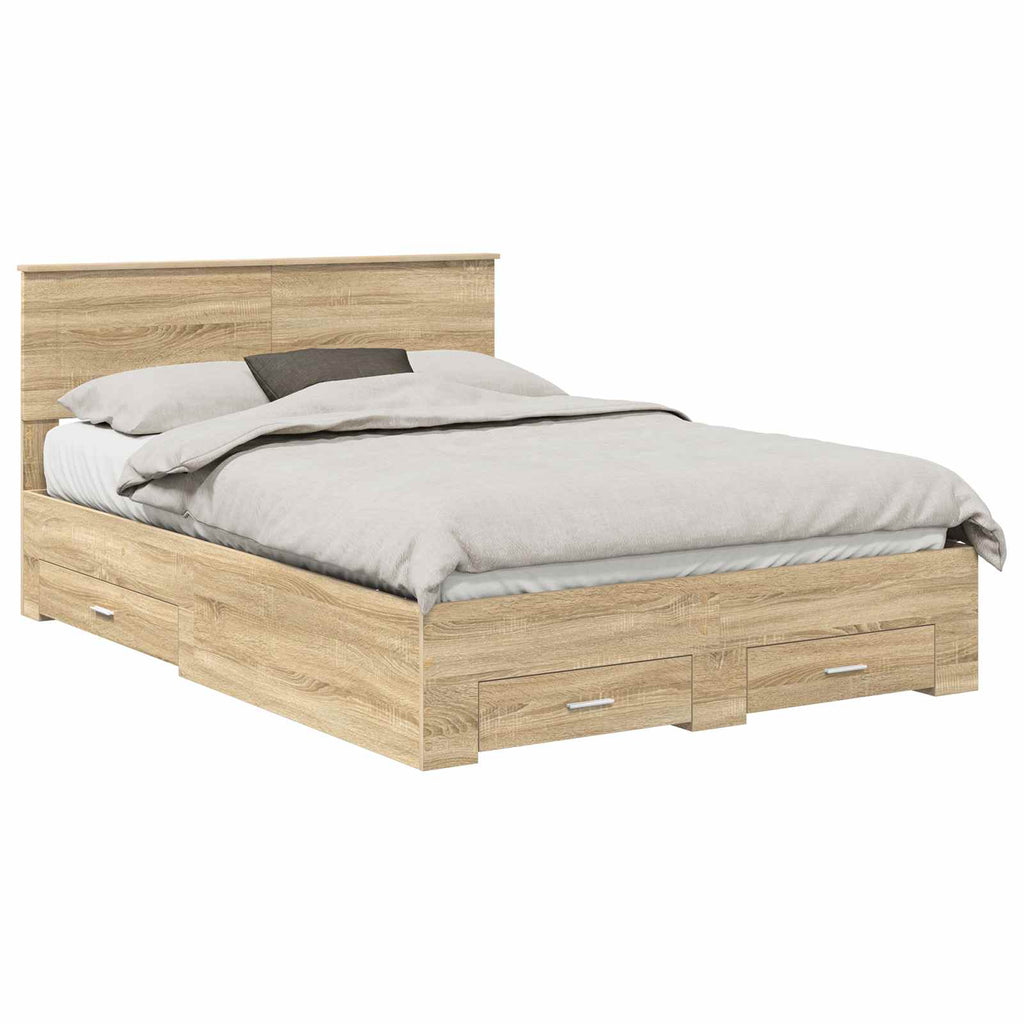 Bed Frame with Drawer Sonoma Oak 150 x 200 cm Engineered Wood