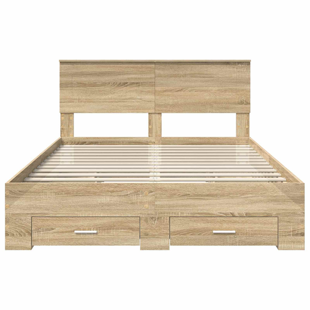 Bed Frame with Drawer Sonoma Oak 150 x 200 cm Engineered Wood