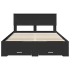Bed Frame with Headboard Black 140 x 190 cm Engineered Wood
