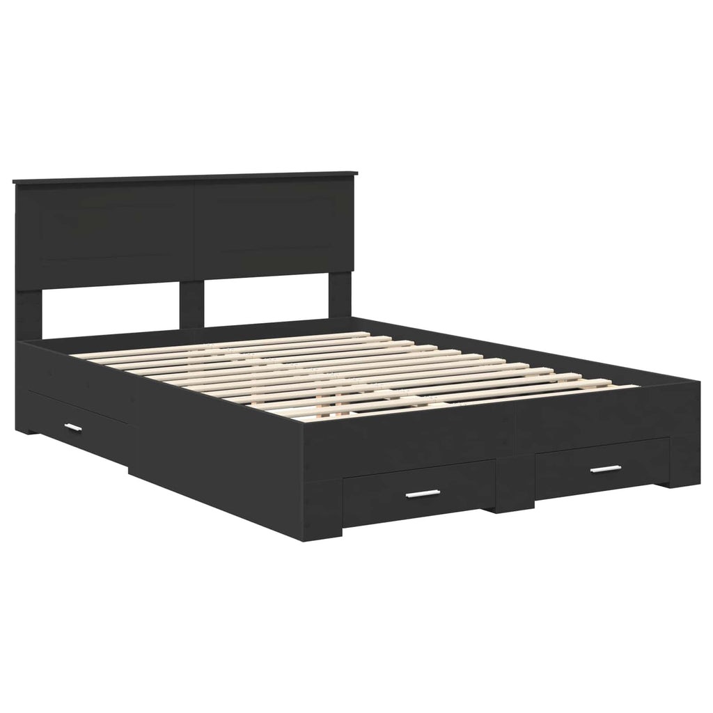 Bed Frame with Headboard Black 140 x 200 cm Engineered Wood
