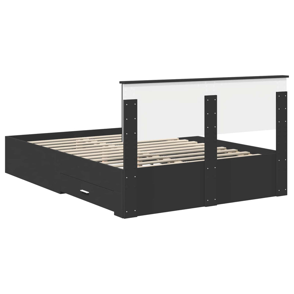 Bed Frame with Headboard Black 140 x 200 cm Engineered Wood