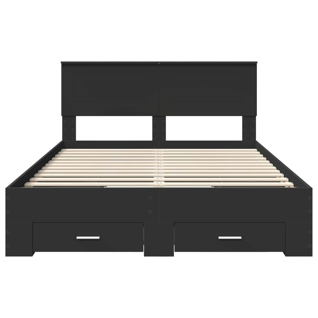 Bed Frame with Headboard Black 140 x 200 cm Engineered Wood