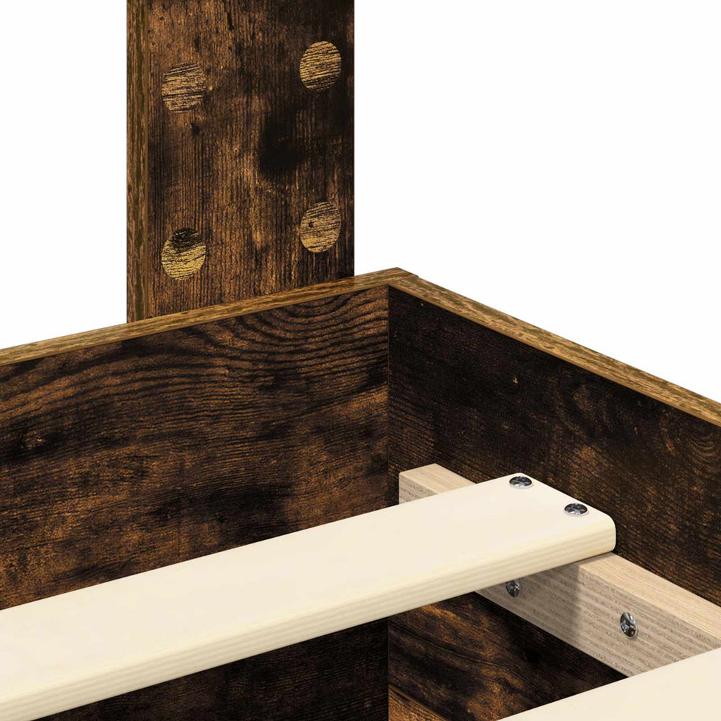 Bed Frame with Drawer Smoked Oak 140 x 200 cm Engineered Wood