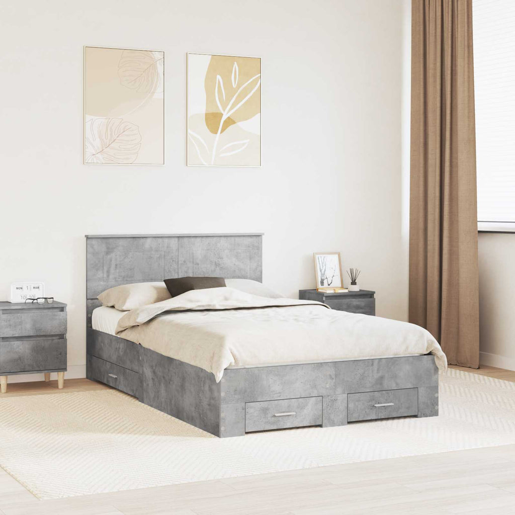 Bed Frame Concrete Grey 120 x 190 cm Engineered Wood