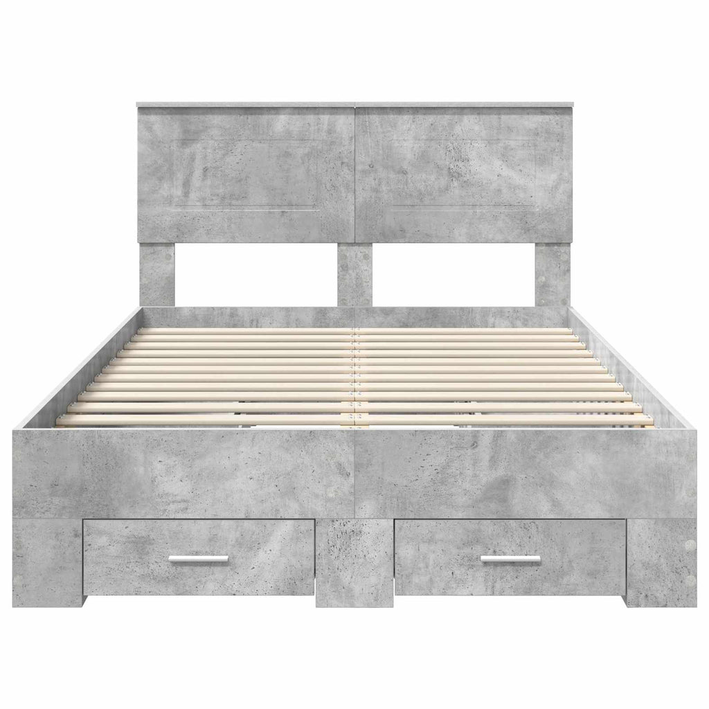 Bed Frame Concrete Grey 120 x 190 cm Engineered Wood
