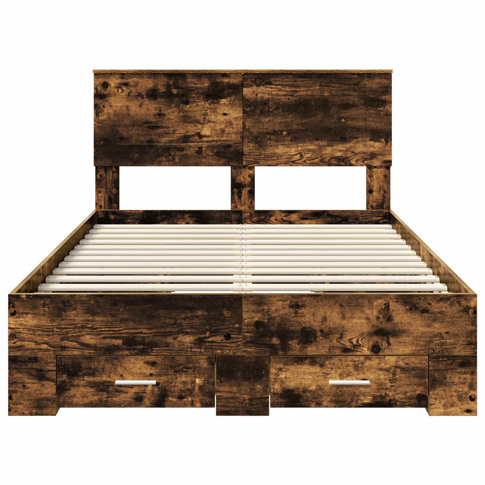 Bed Frame with Drawer Smoked Oak 120 x 190 cm Engineered Wood