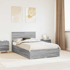 Bed Frame with Drawer Grey Sonoma 120 x 190 cm Engineered Wood