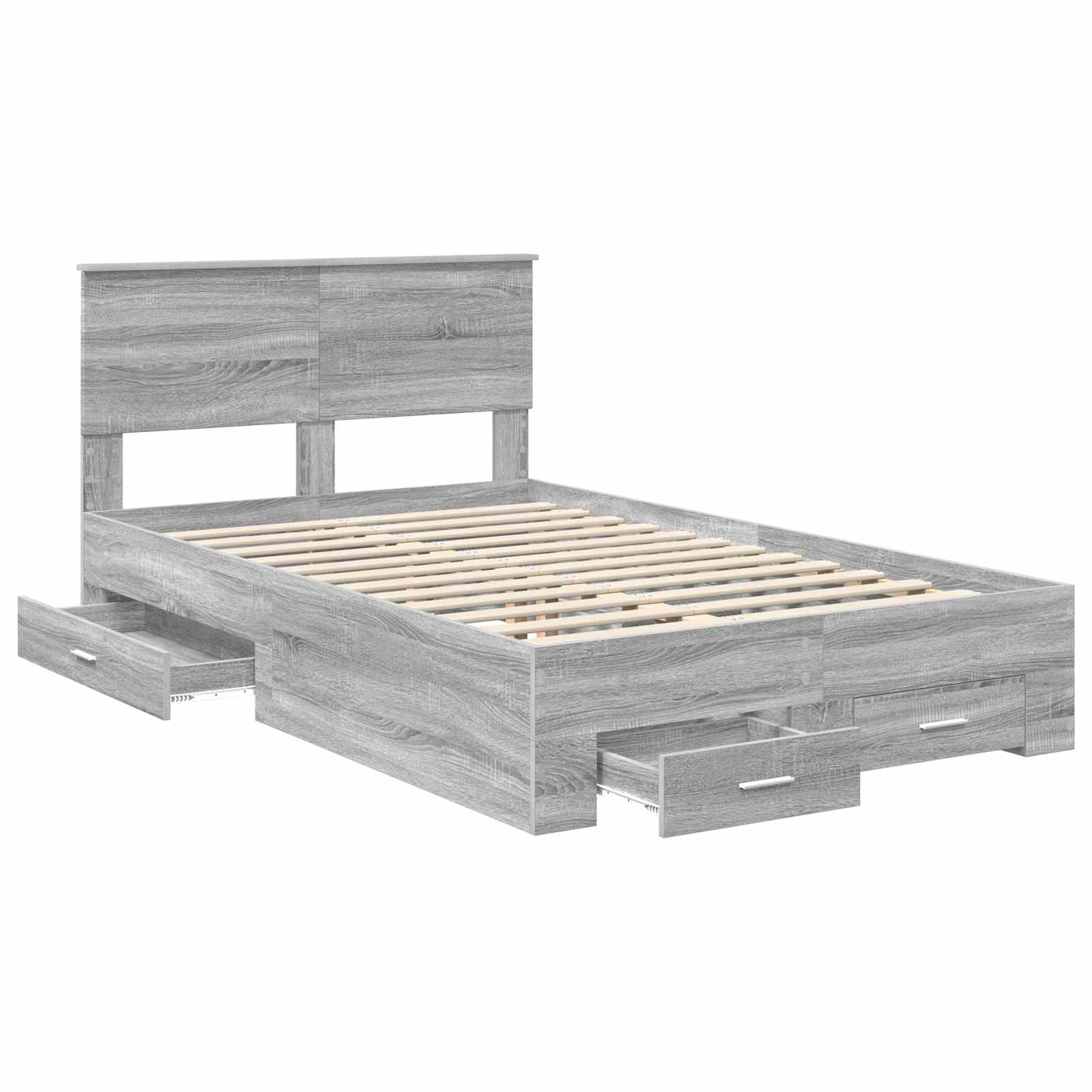 Bed Frame with Drawer Grey Sonoma 120 x 190 cm Engineered Wood