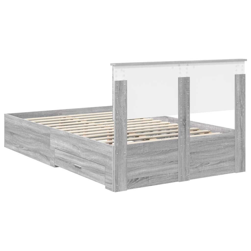 Bed Frame with Drawer Grey Sonoma 120 x 190 cm Engineered Wood