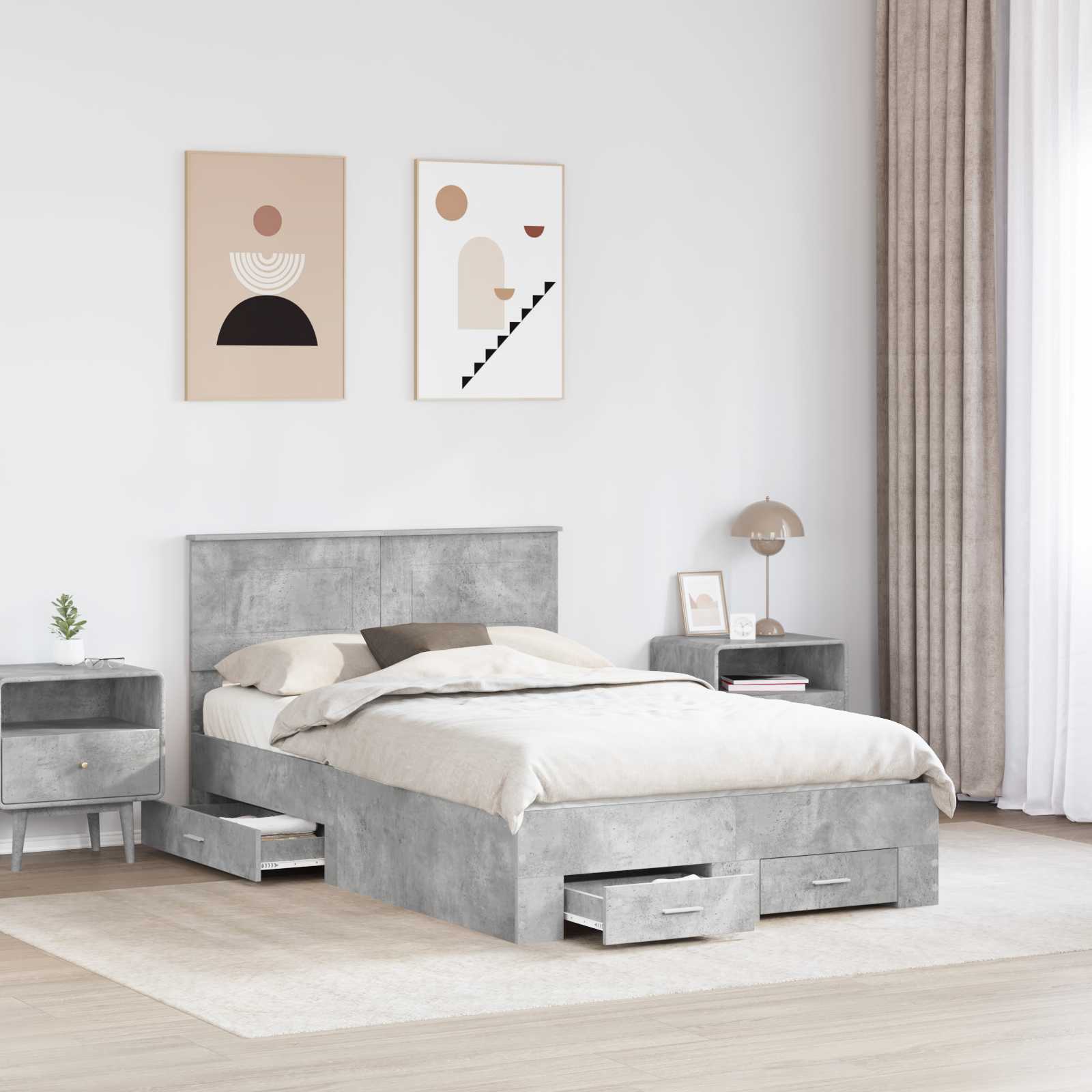 Bed Frame Concrete Grey 120 x 200 cm Engineered Wood