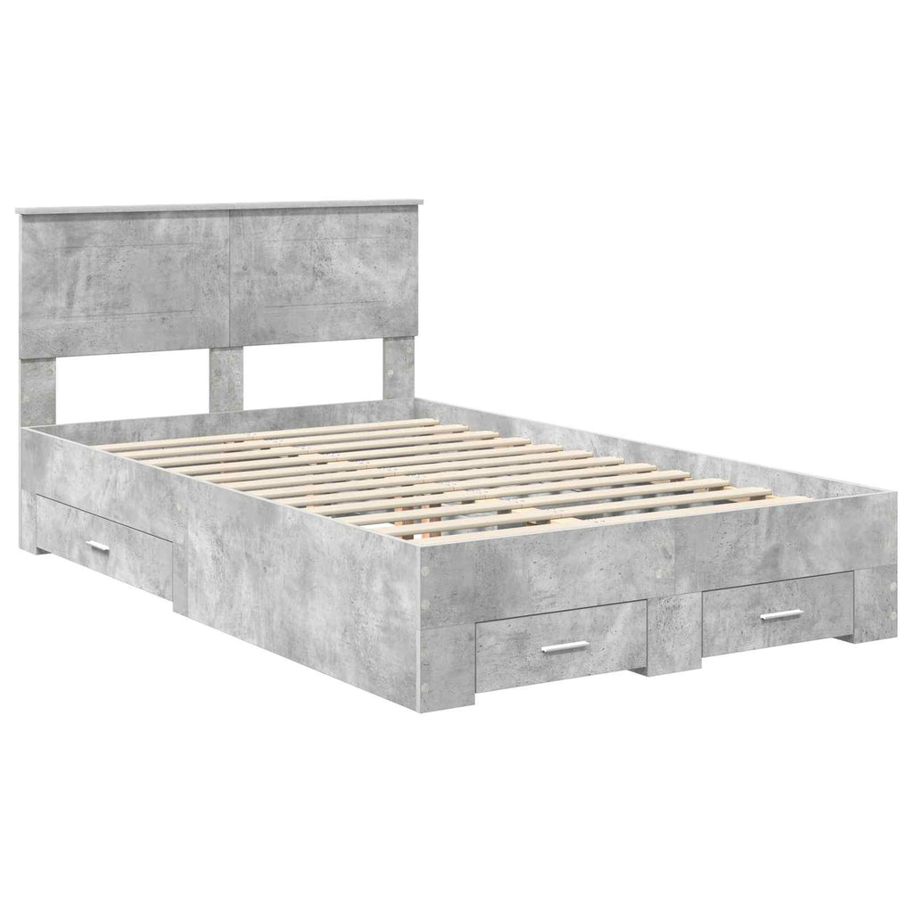 Bed Frame Concrete Grey 120 x 200 cm Engineered Wood