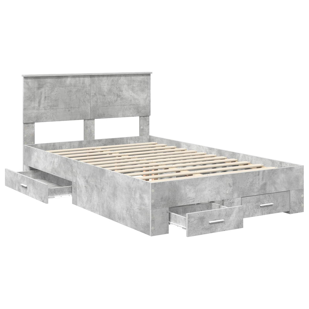 Bed Frame Concrete Grey 120 x 200 cm Engineered Wood