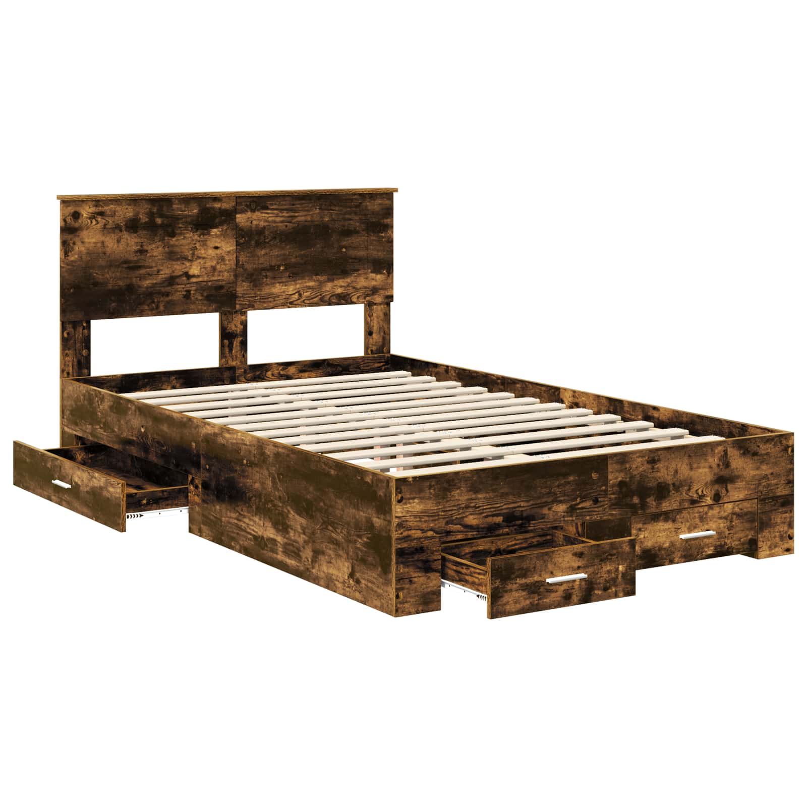 Bed Frame with Drawer Smoked Oak 120 x 200 cm Engineered Wood