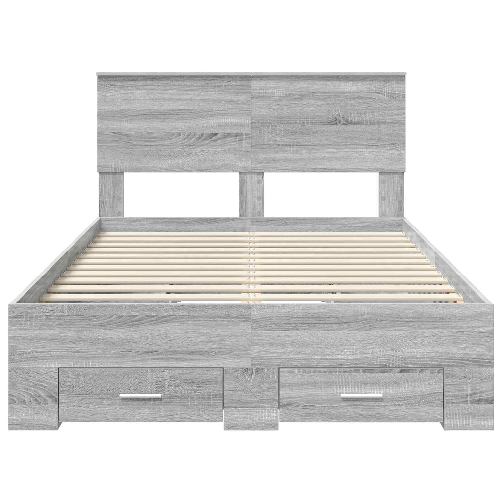 Bed Frame with Drawer Grey Sonoma 120 x 200 cm Engineered Wood