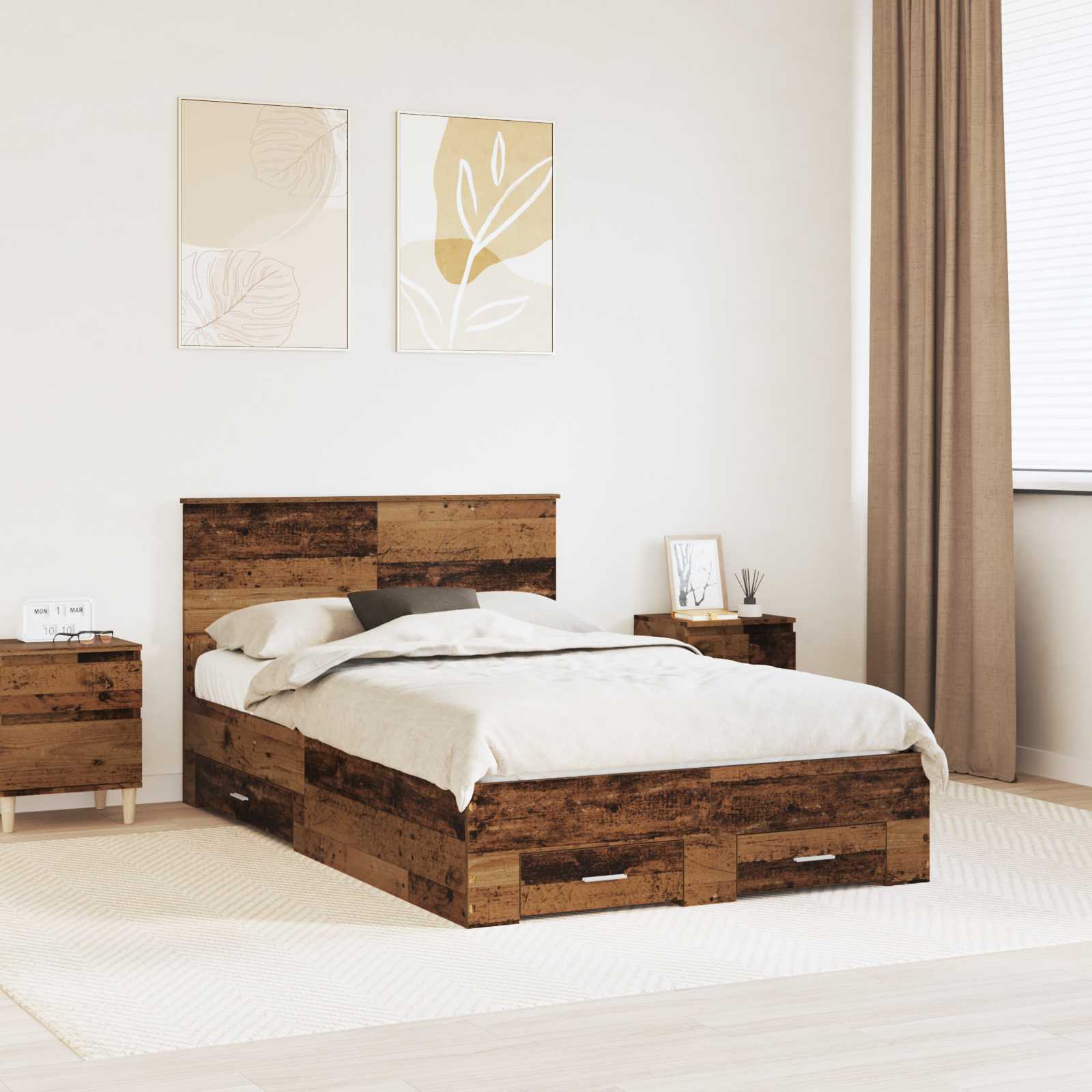 Bed Frame with Headboard Old Wood 120 x 200 cm Engineered Wood