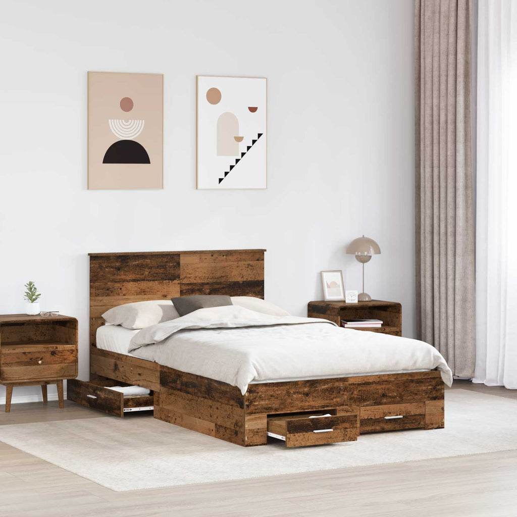 Bed Frame with Headboard Old Wood 120 x 200 cm Engineered Wood