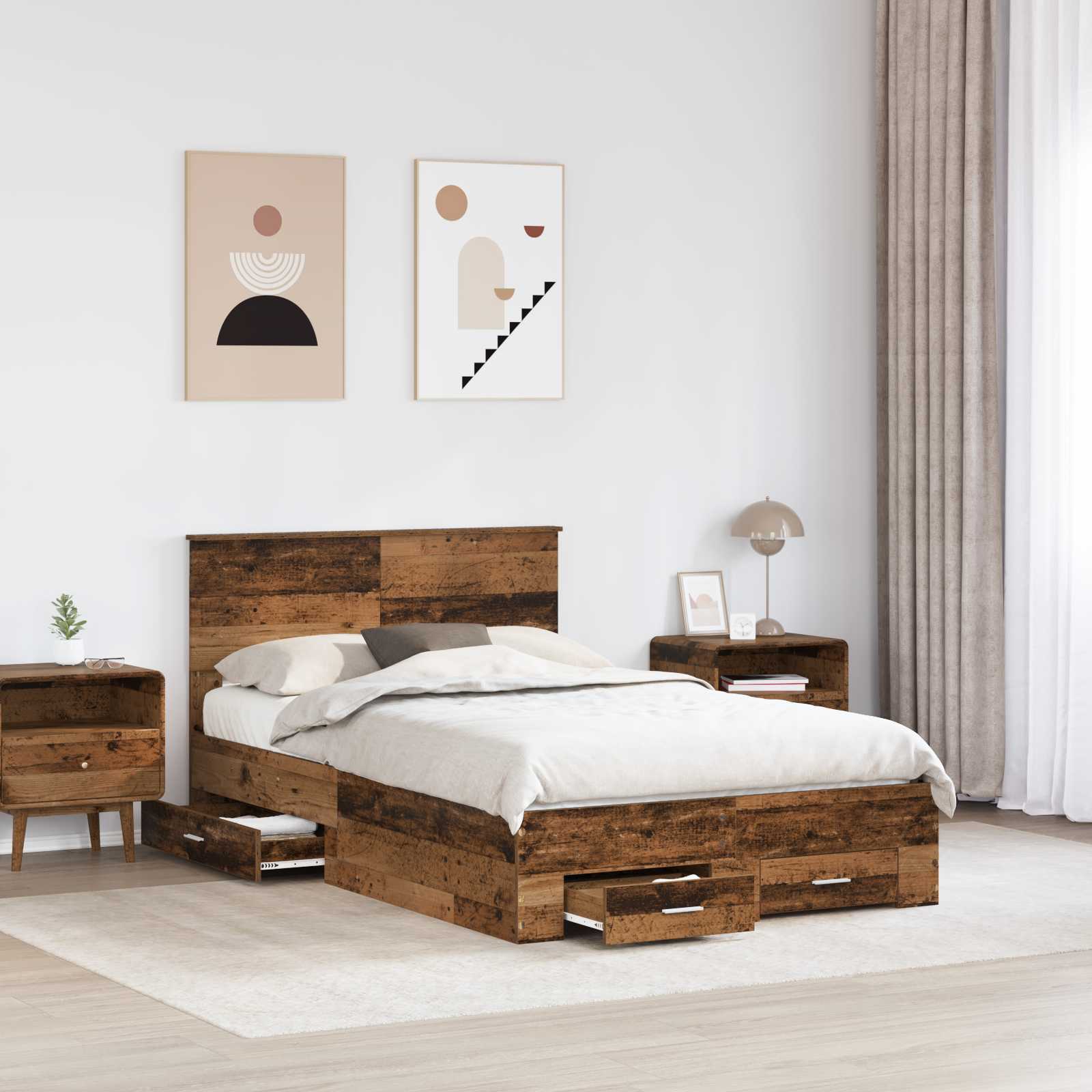 Bed Frame with Headboard Old Wood 120 x 200 cm Engineered Wood