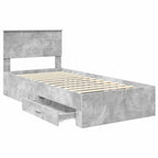 Bed Frame with Drawer Concrete Grey 90 x 190 cm Engineered Wood