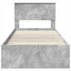 Bed Frame with Drawer Concrete Grey 90 x 200 cm Engineered Wood
