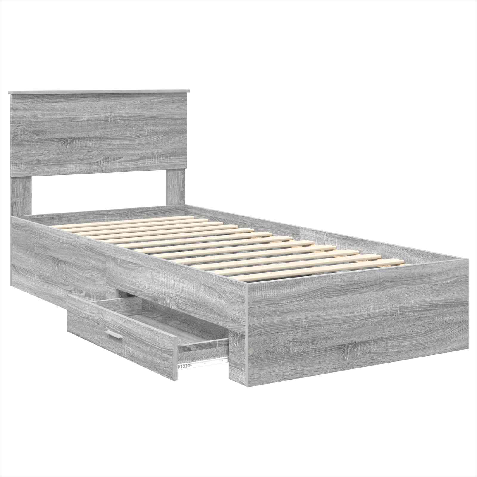 Bed Frame with Drawer Grey Sonoma 90 x 200 cm Engineered Wood