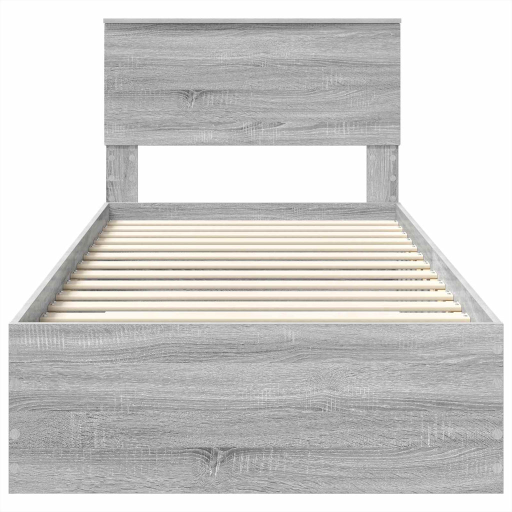 Bed Frame with Drawer Grey Sonoma 90 x 200 cm Engineered Wood