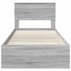 Bed Frame with Drawer Grey Sonoma 90 x 200 cm Engineered Wood