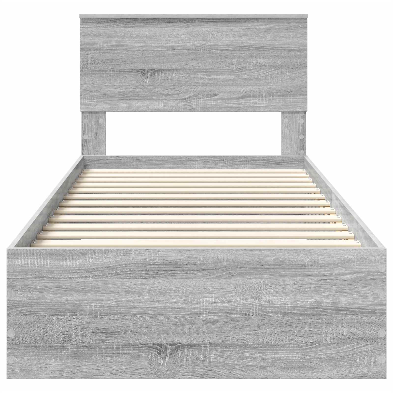 Bed Frame with Drawer Grey Sonoma 90 x 200 cm Engineered Wood
