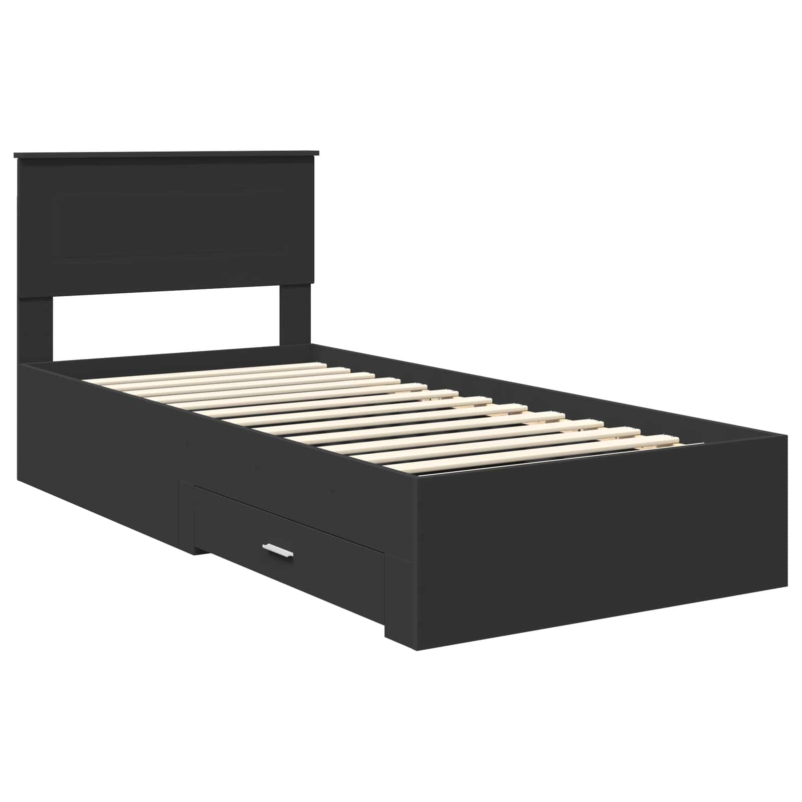Bed Frame Black and Silver 75 x 190 cm Engineered Wood