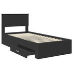 Bed Frame Black and Silver 75 x 190 cm Engineered Wood