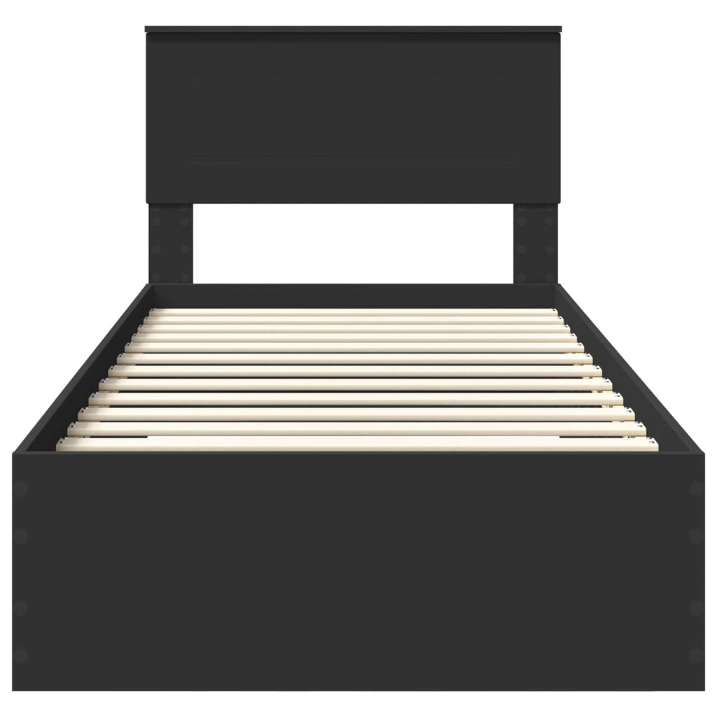 Bed Frame Black and Silver 75 x 190 cm Engineered Wood